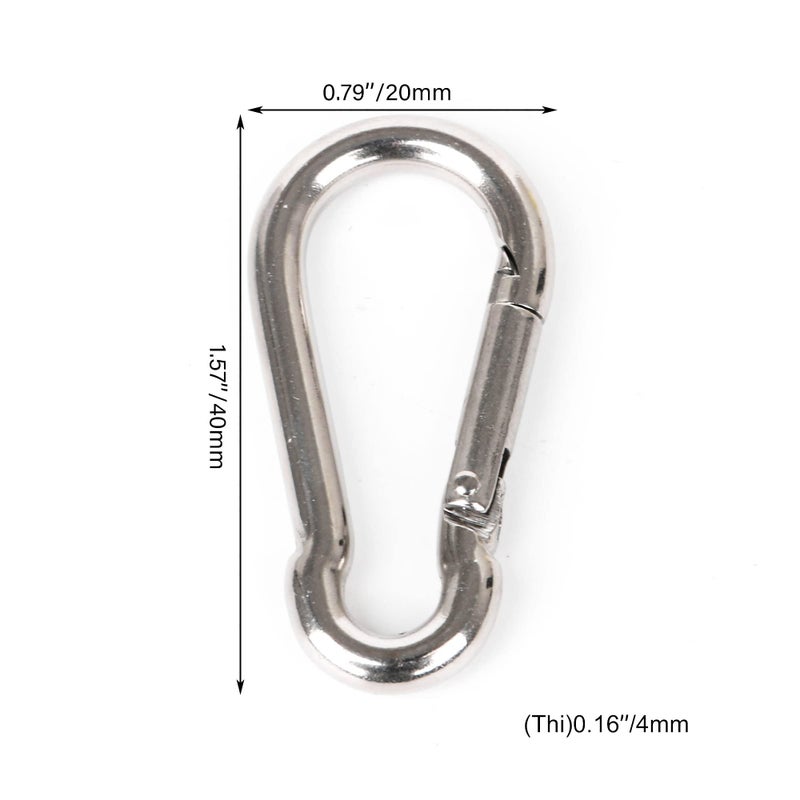 CNBTR Spring Snap Hook M4 40mm 304 Quick Link Ring Stainless Steel Multifunctional Pack of 50 - Image 4